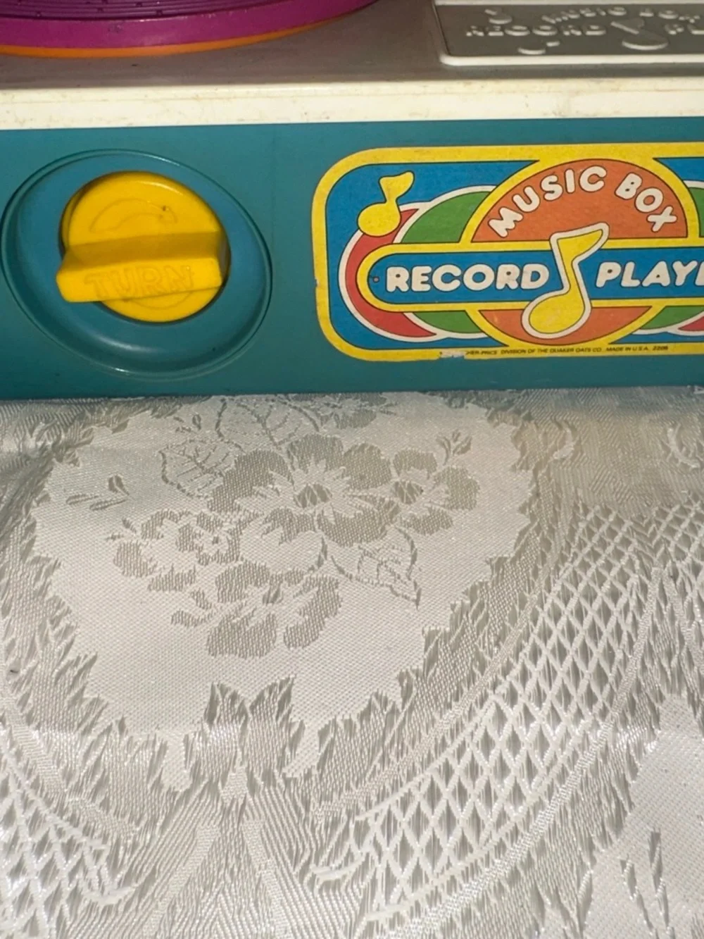 Fisher-Price Kids Music Box Record Player - Purple Turntable, Orange Arm